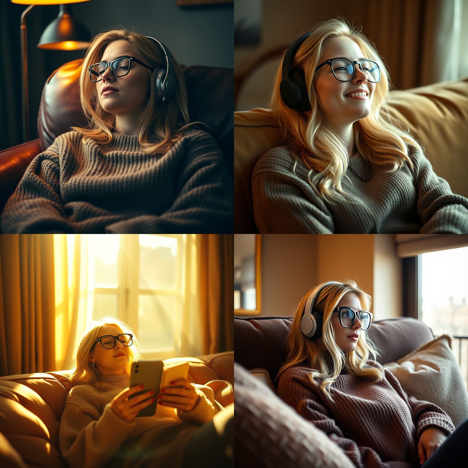 Woman Listening to Music: Cinematic Film Still