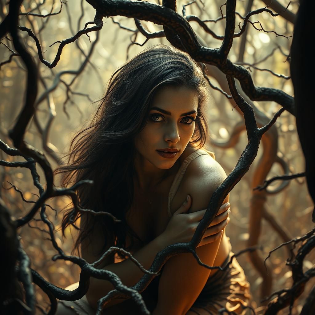 Ethereal Woman in Surreal Jungle, Hyper-Realism Style