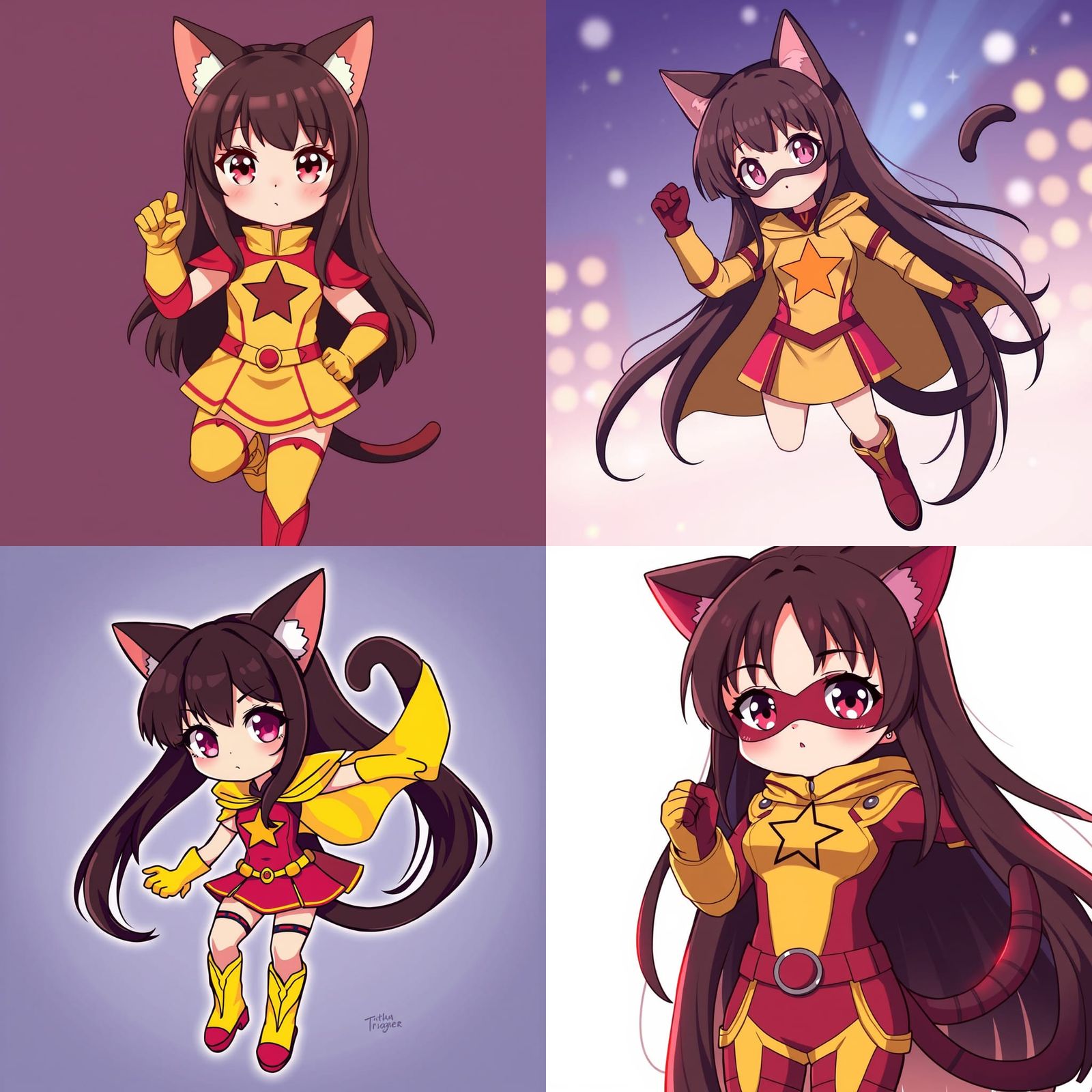 Adventurous Girl in Vibrant Superhero Outfit with Manga-Insp...