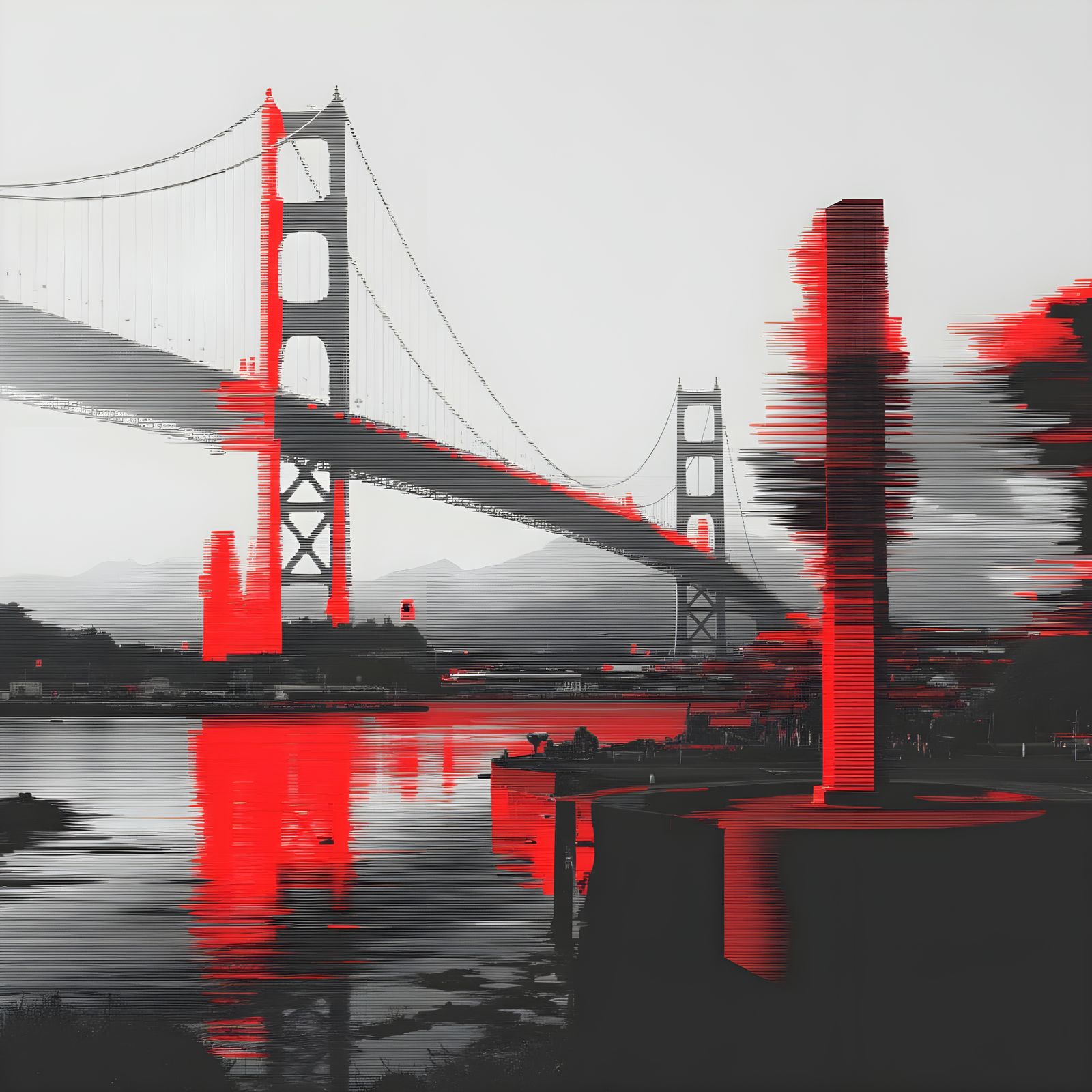 Glitch Art Suspension Bridge
