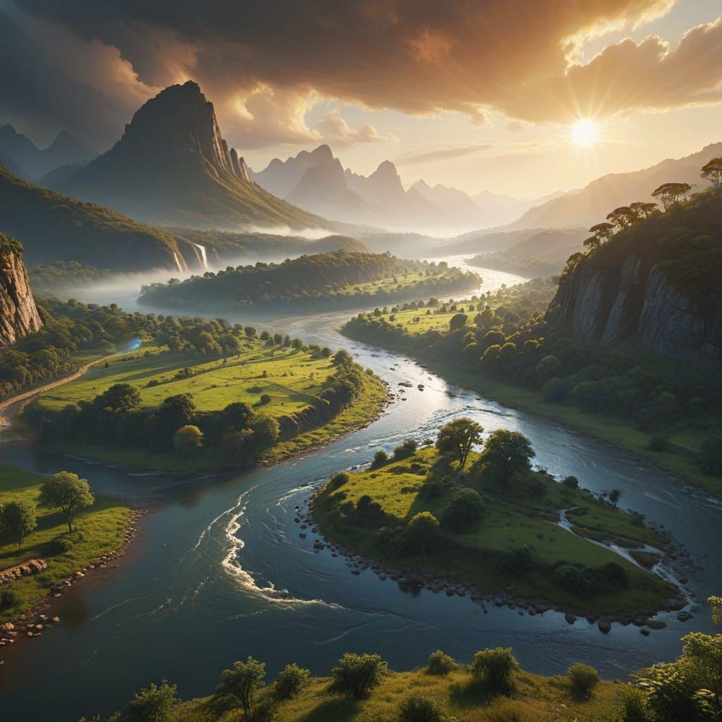 Scenic Rivers Meet: Epic Digital Matte Painting