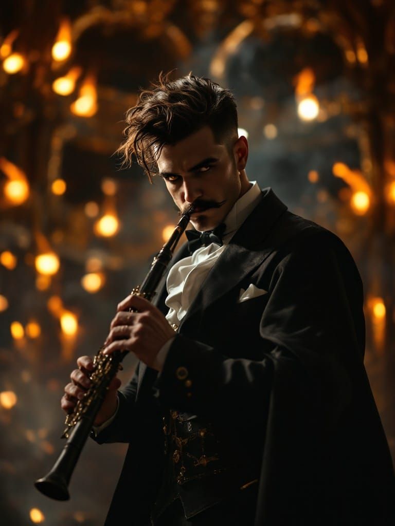 Steampunk Pianist Caught in Flames