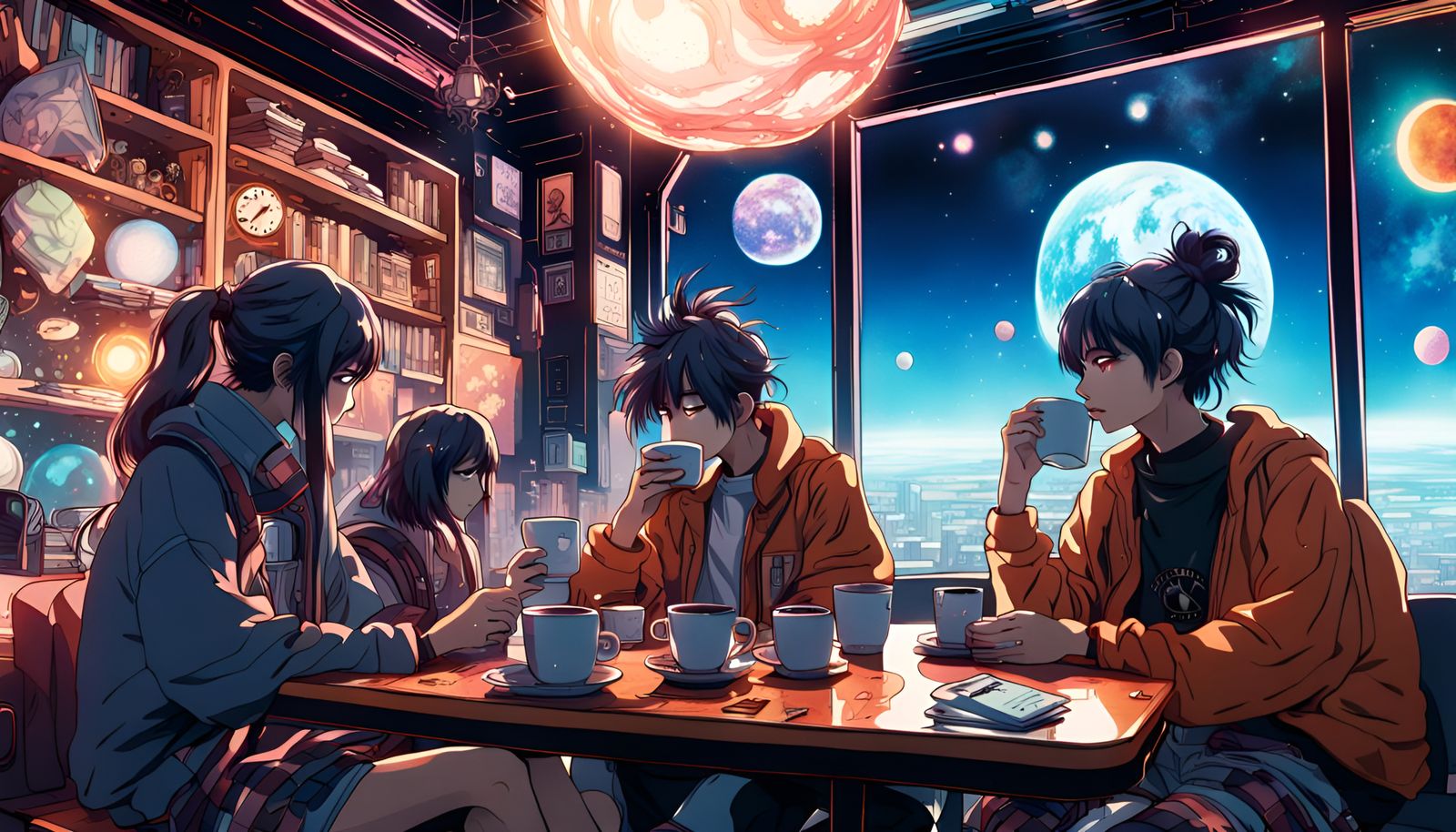 Anime Tutors Discuss Reading in Galactic Cafe