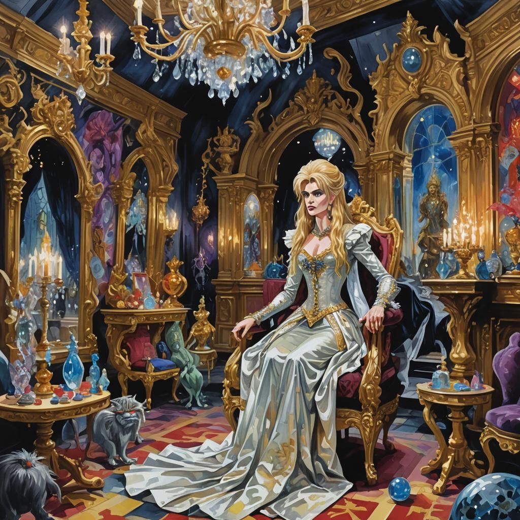 Sarah and the Goblin King: An Impressionist Gouache Scene