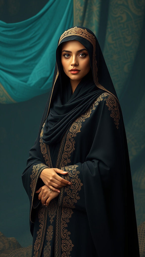 Regal Woman in Abaya: Fantasy Concept Art