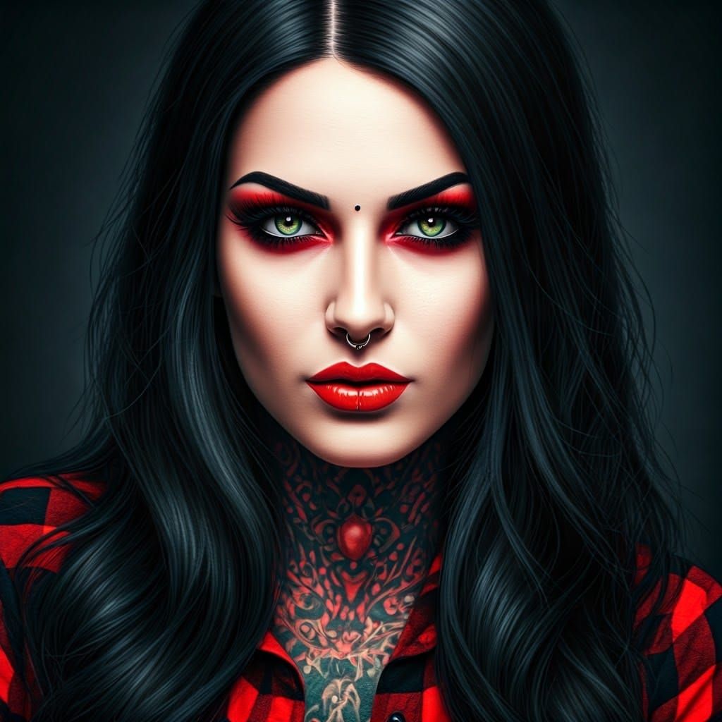 Goth Woman with Red Accents, High Fashion Photography