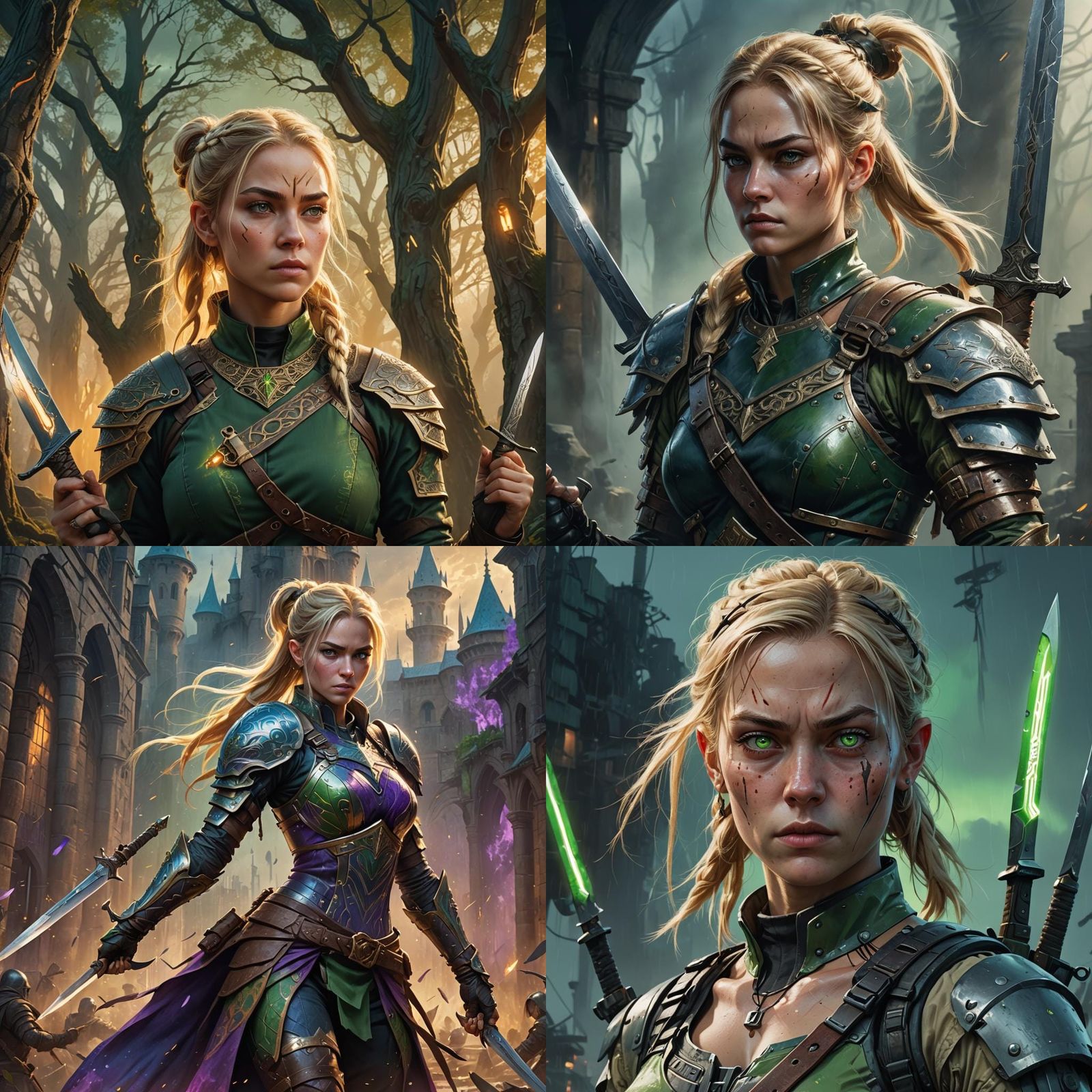 Fantasy Female Rogue with Knives, Detailed Art