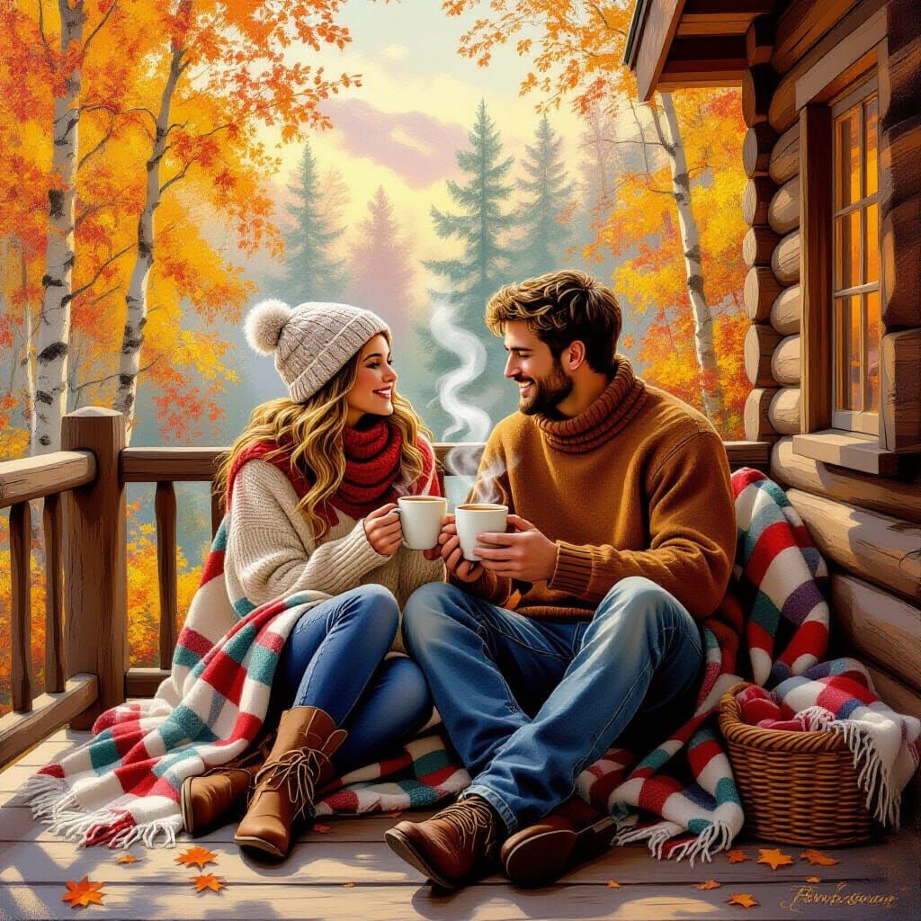 Autumn Cabin Retreat: A Cozy, Colorful Scene
