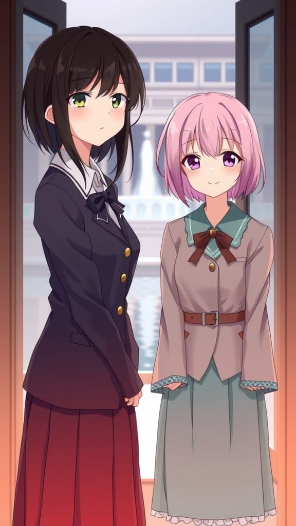 Anime Girls in Serene Japanese School Uniforms