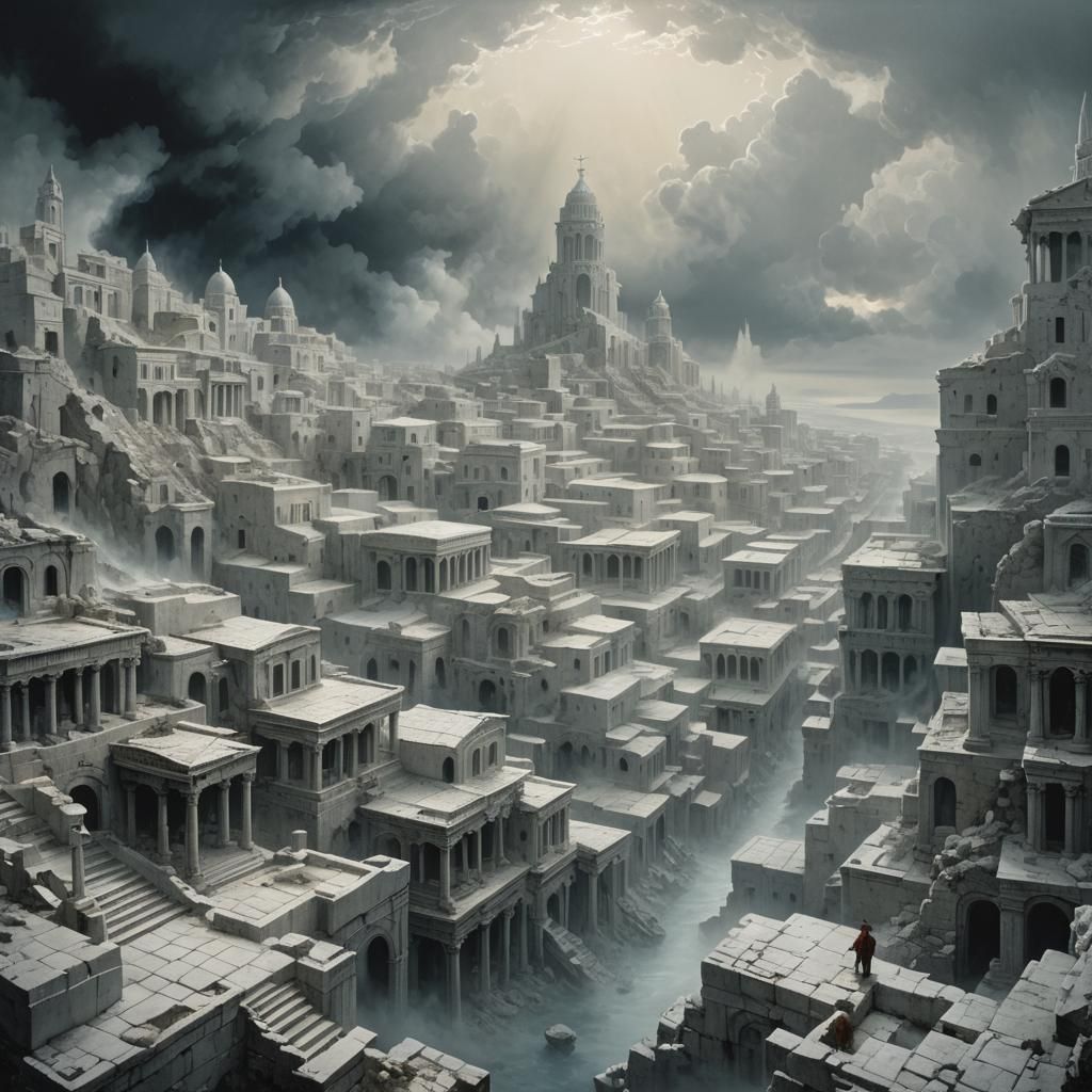 Ethereal Glass City in Gothic Horror Style