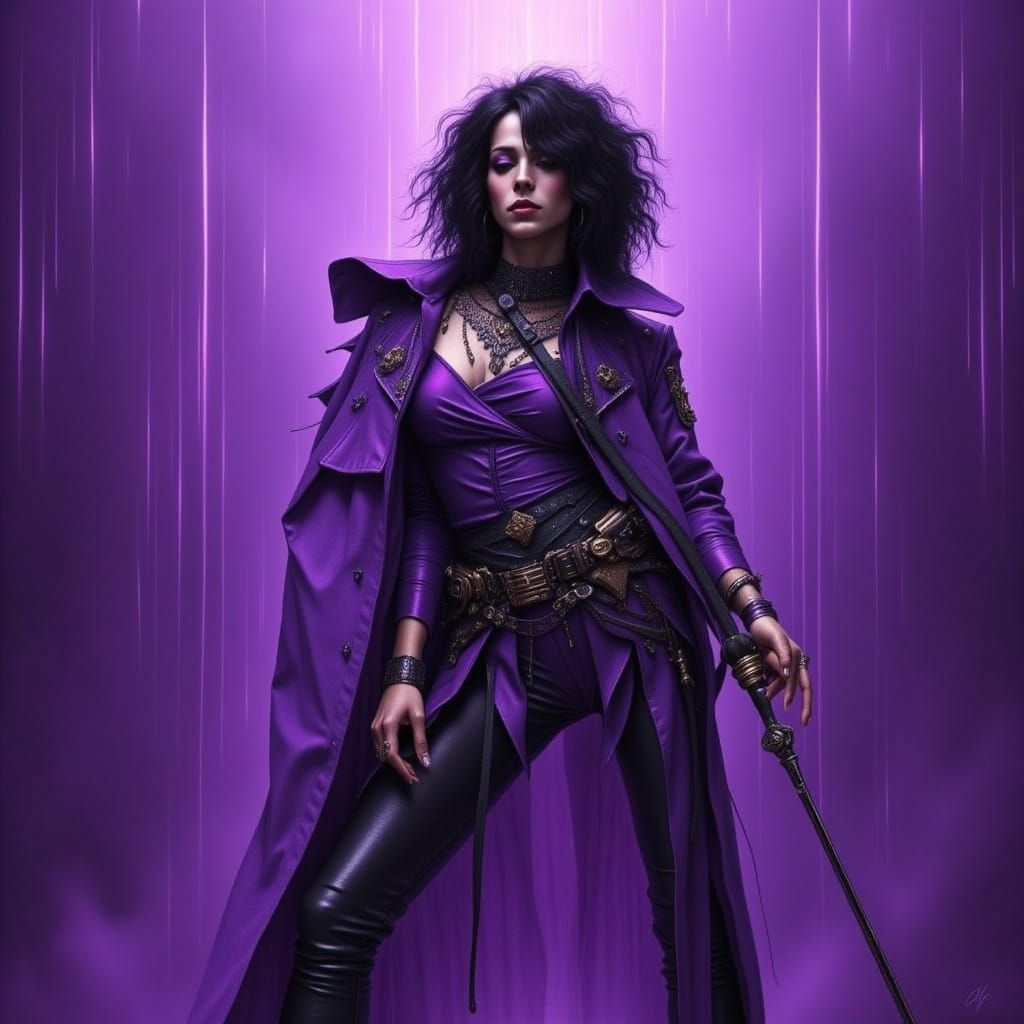 Surreal Purple Rain Abstract Landscape