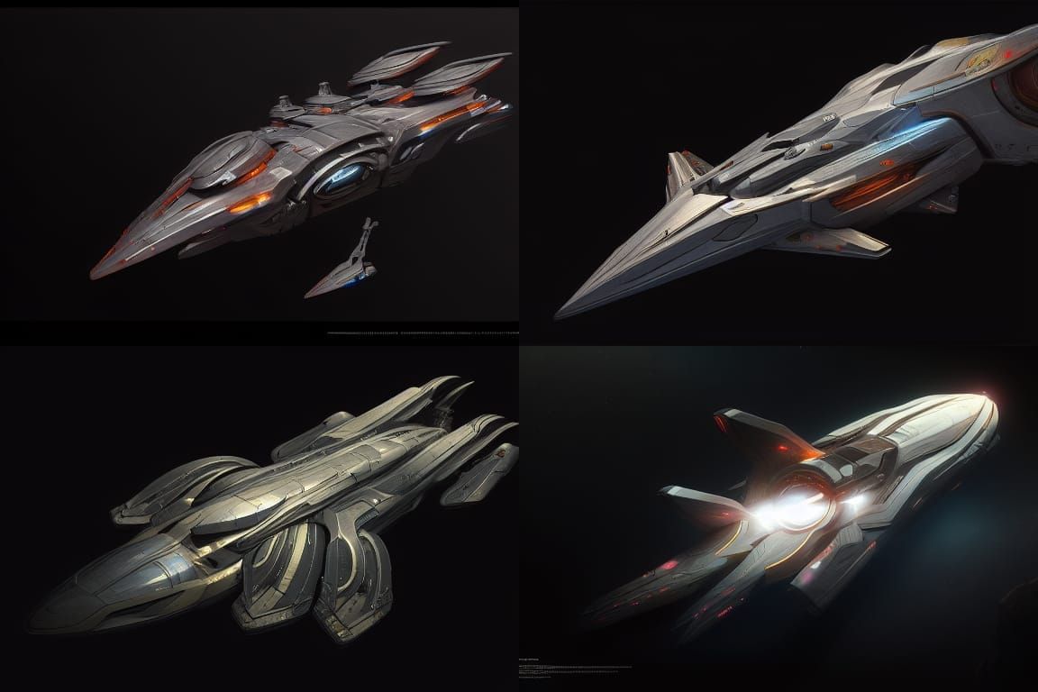 Spaceship Spinal Laser Concept Art in Art Nouveau Style