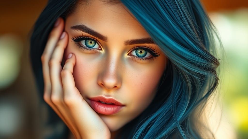 Beautiful Model with Green Eyes, Perfume Ad