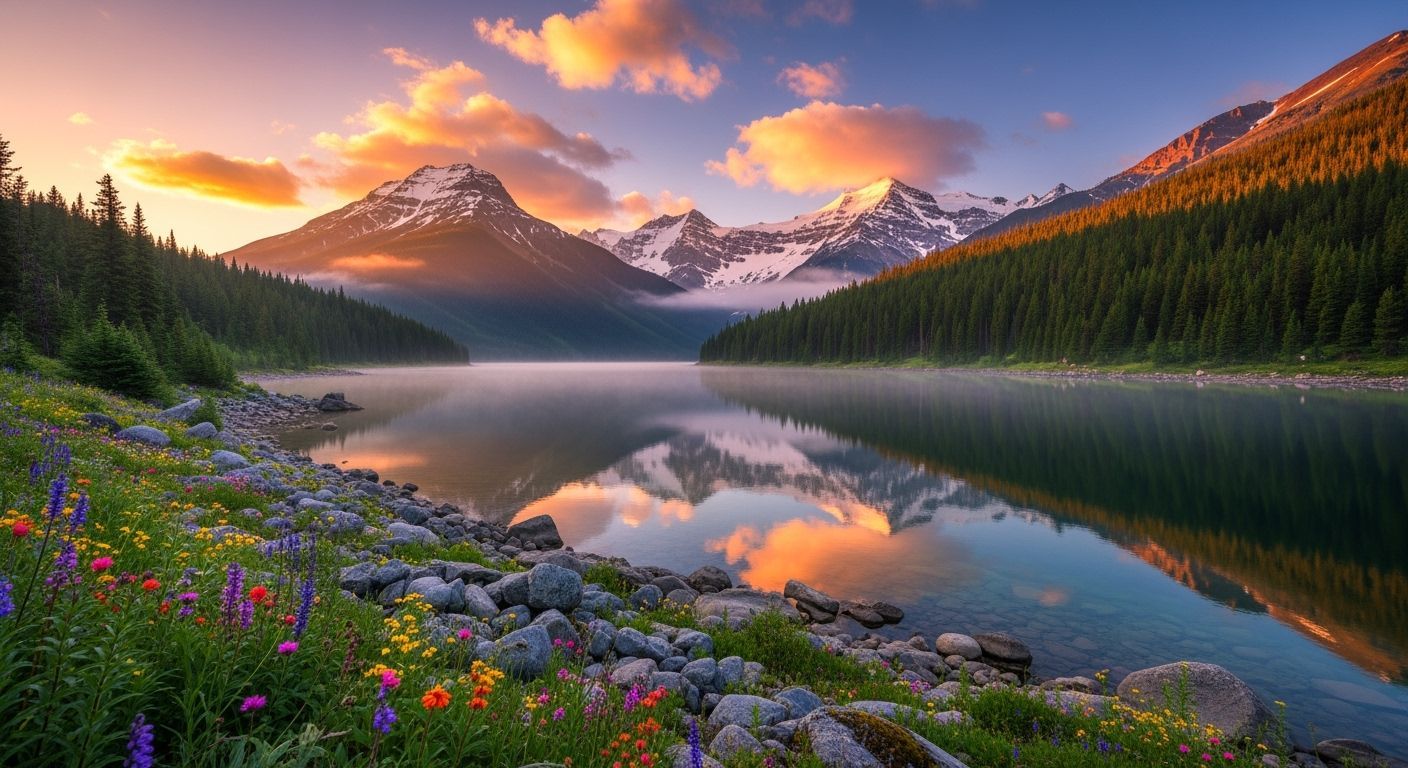 Breathtaking Mountain Lake at Golden Hour