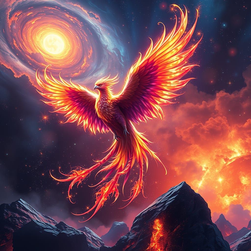 Celestial Phoenix Rising from Supernova Ashes