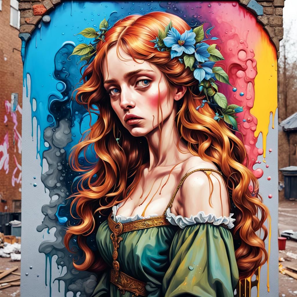 color corrected pre-raphaelitism oil on canvas filmic VRay e...