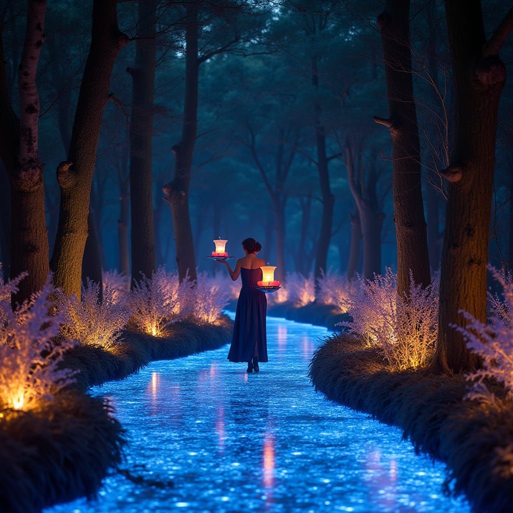 Luminous Forest Cocktail Servers in Whimsical Style