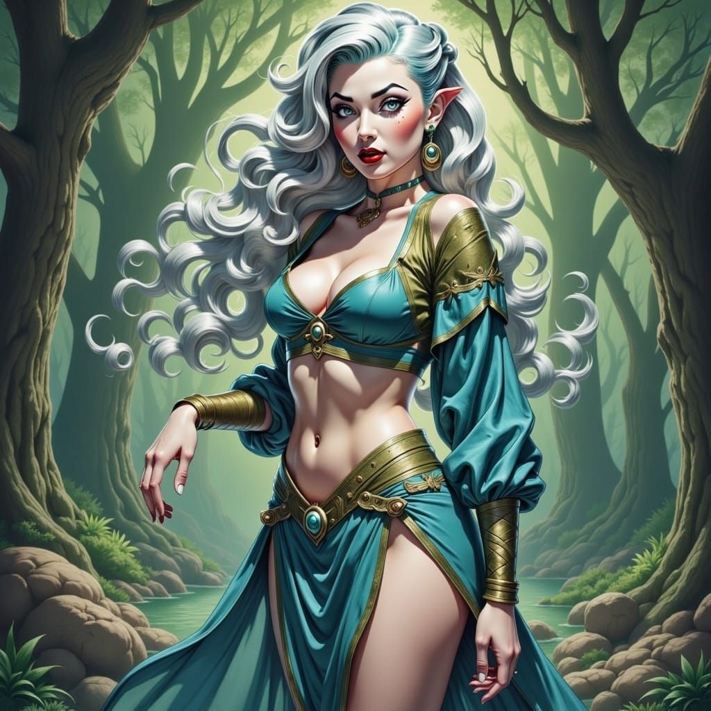 Ethereal Anime Elf Princess in Forest Realm