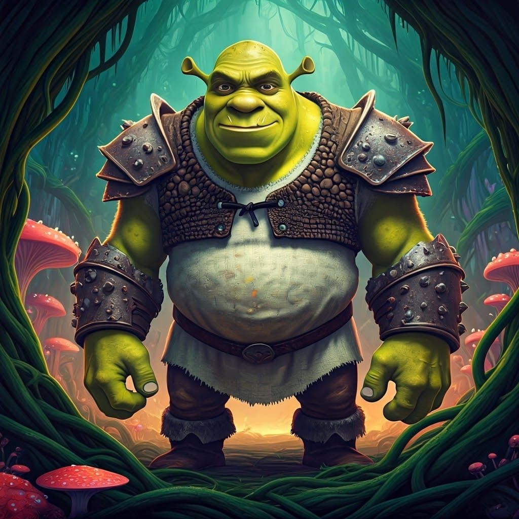 Ogre-Minion Hybrid in Fantastical Dreamscape, Digital Art