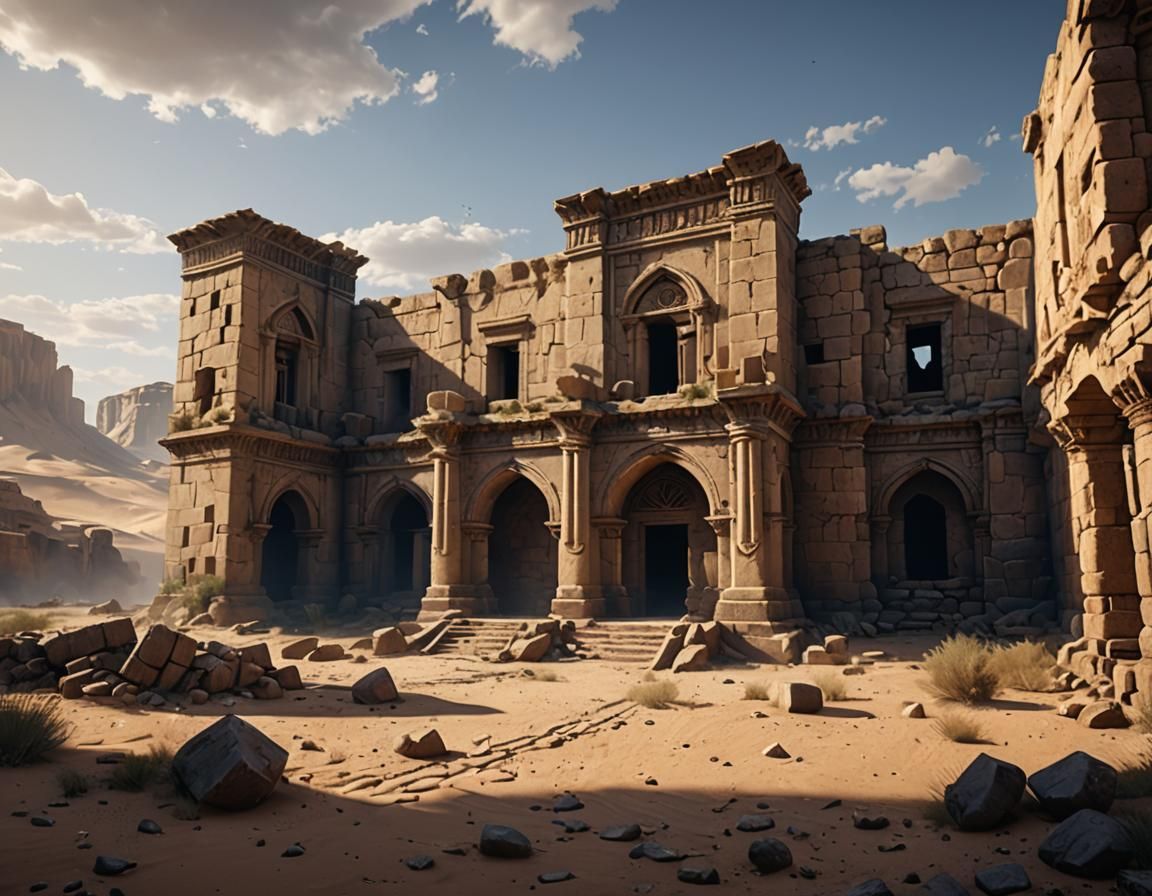 Desert Caravansary Ruins in Cinematic 3D Style