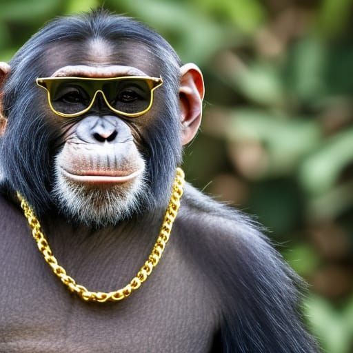 Chimpanzee with Sunglasses and Cigar, Professional Photograp...