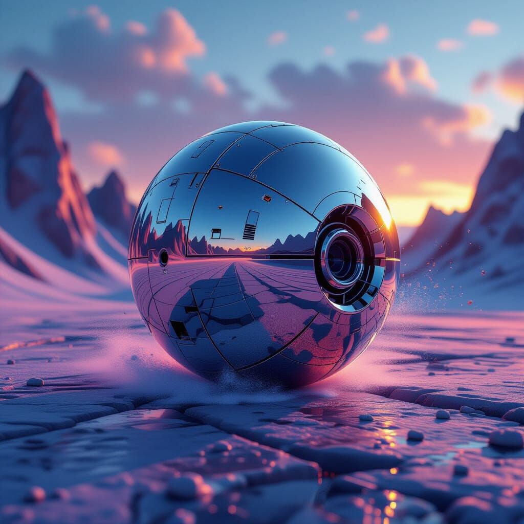 Futuristic Sphere Sliding on Textured Surface