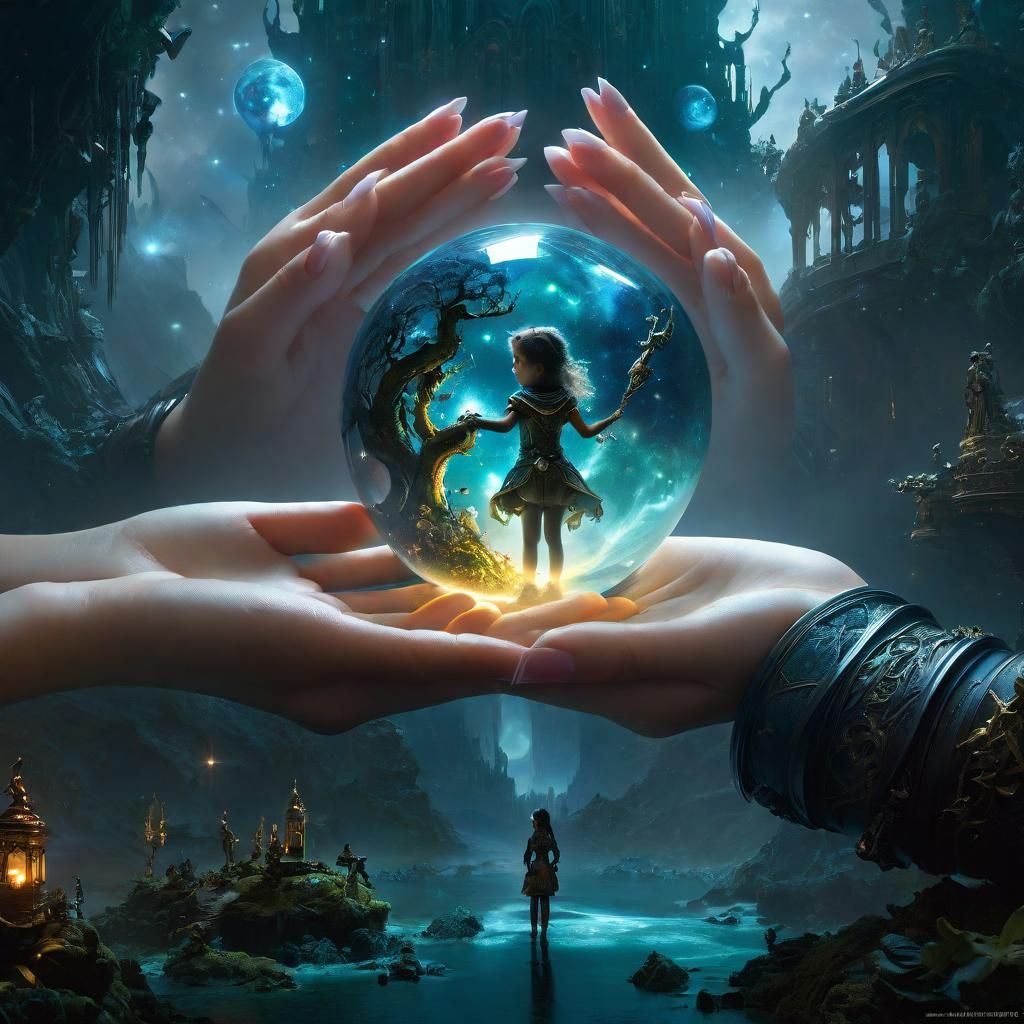 Miniature Utopian World in Girl's Hands