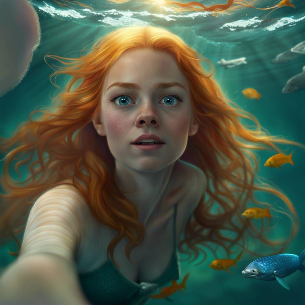 Photorealistic Mermaid Portrait in Ultra Bright Colors