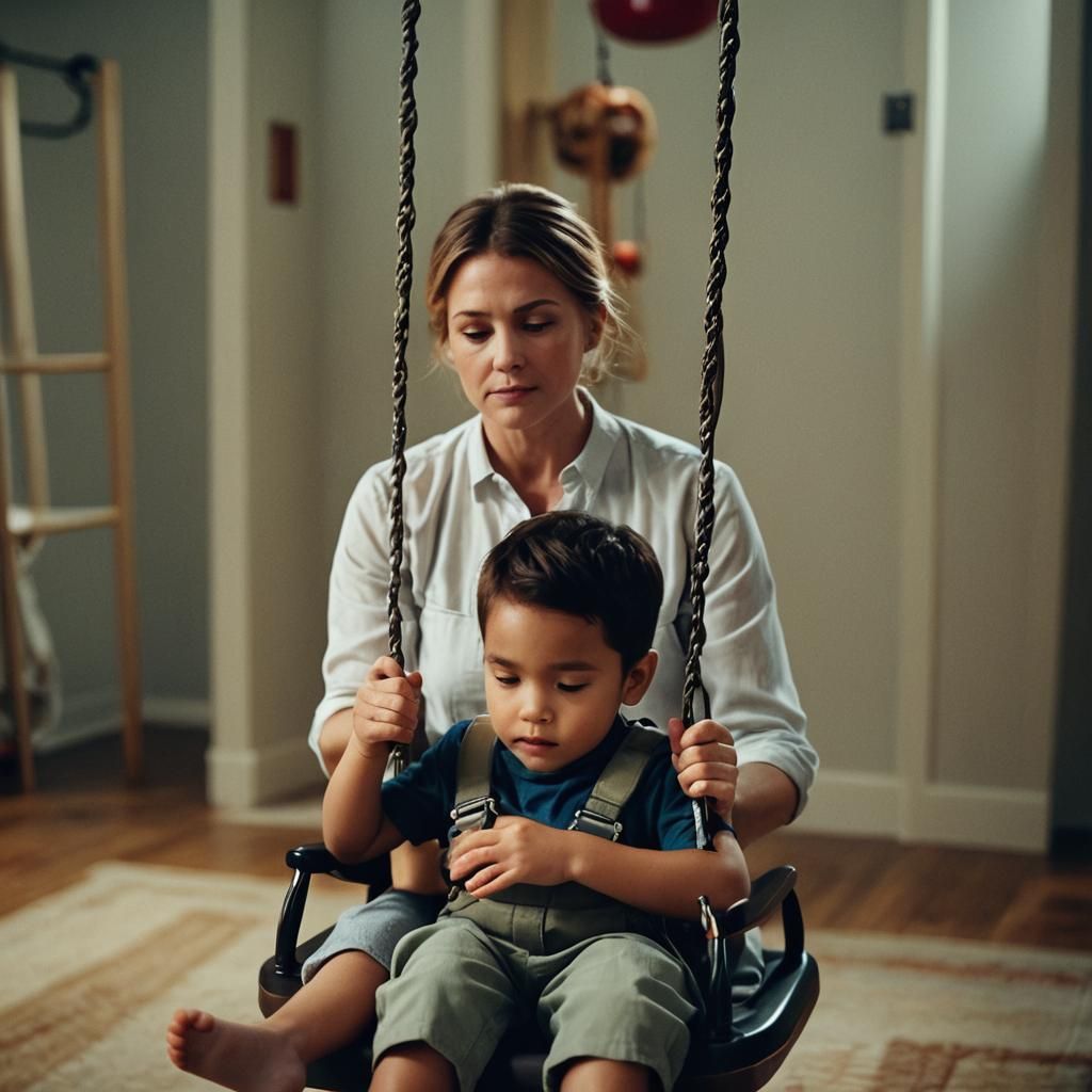 Child on Sensory Swing in Cinematic Style