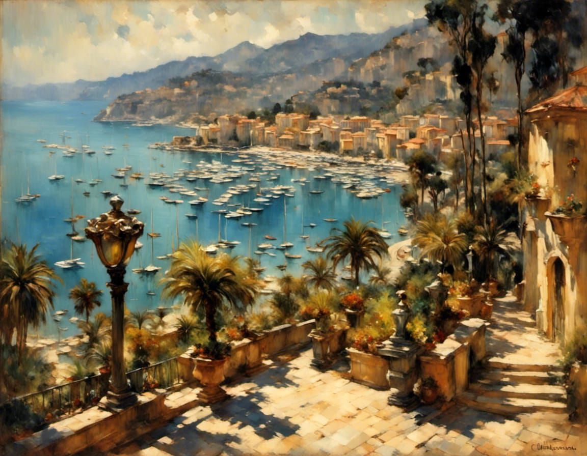 St-Jean-Cap-Ferrat Painting with Impasto and Chiaroscuro