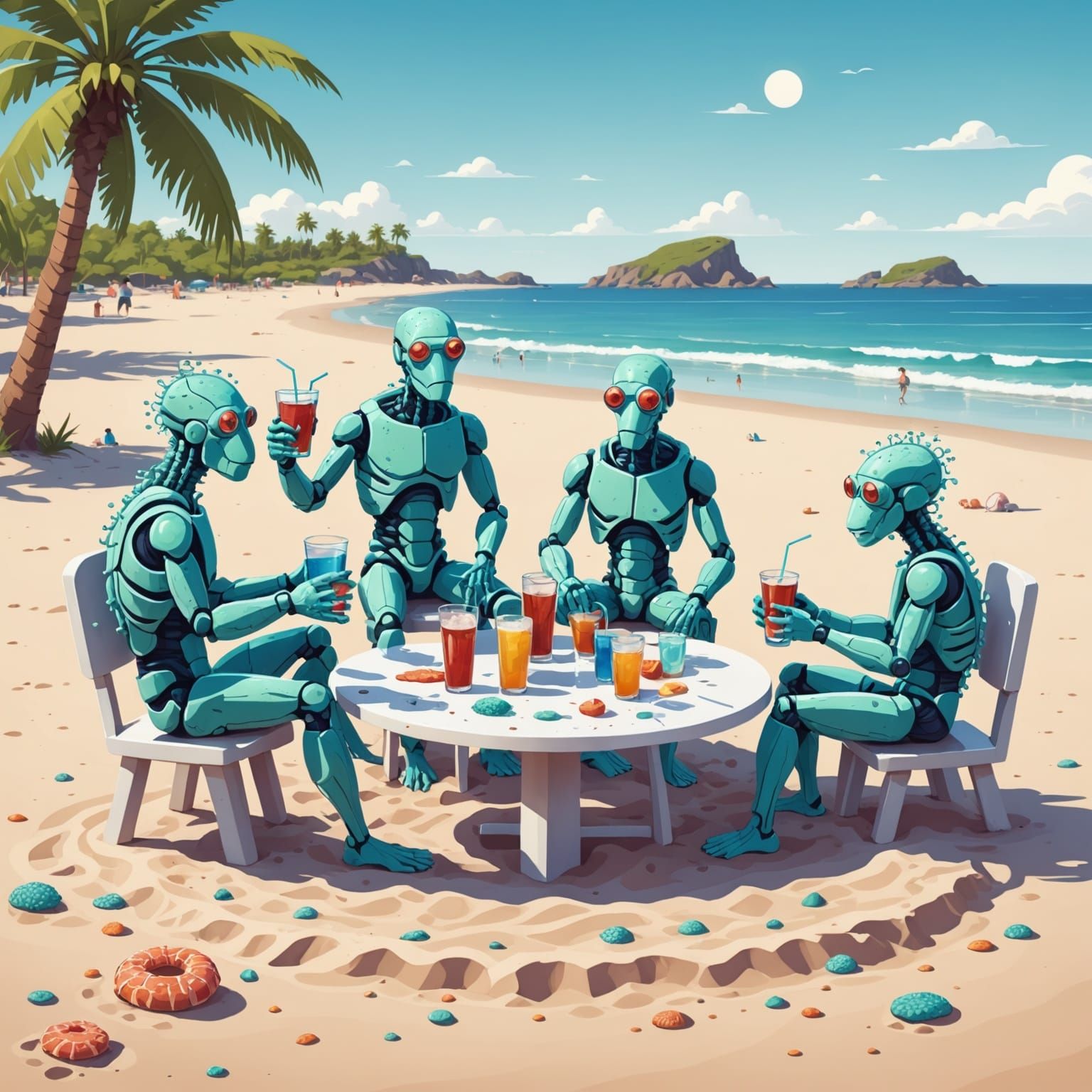 Bacteria Friends Chilling at the Beach