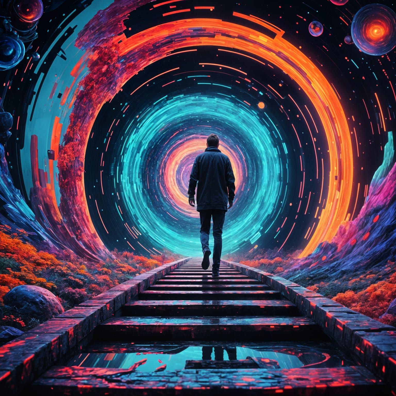 Surreal Portal Between Timelines in Sci-Fi Fantasy