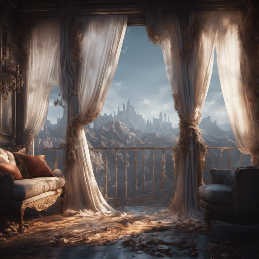 Flying Curtain Wisps in Detailed Matte Painting