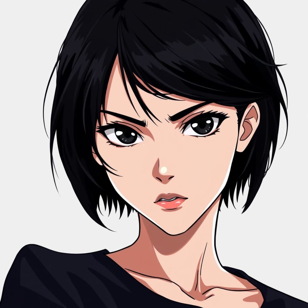 Serious Anime Portrait in Deep Cel-Shaded Colors
