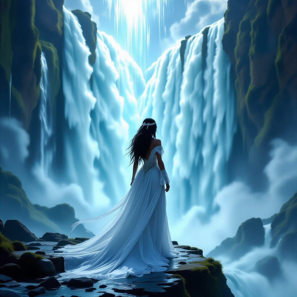 Ethereal Sorceress by Crystalline Energy Waterfall