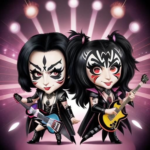 Chibi KISS Rock Band: Gene Simmons and Paul Stanley