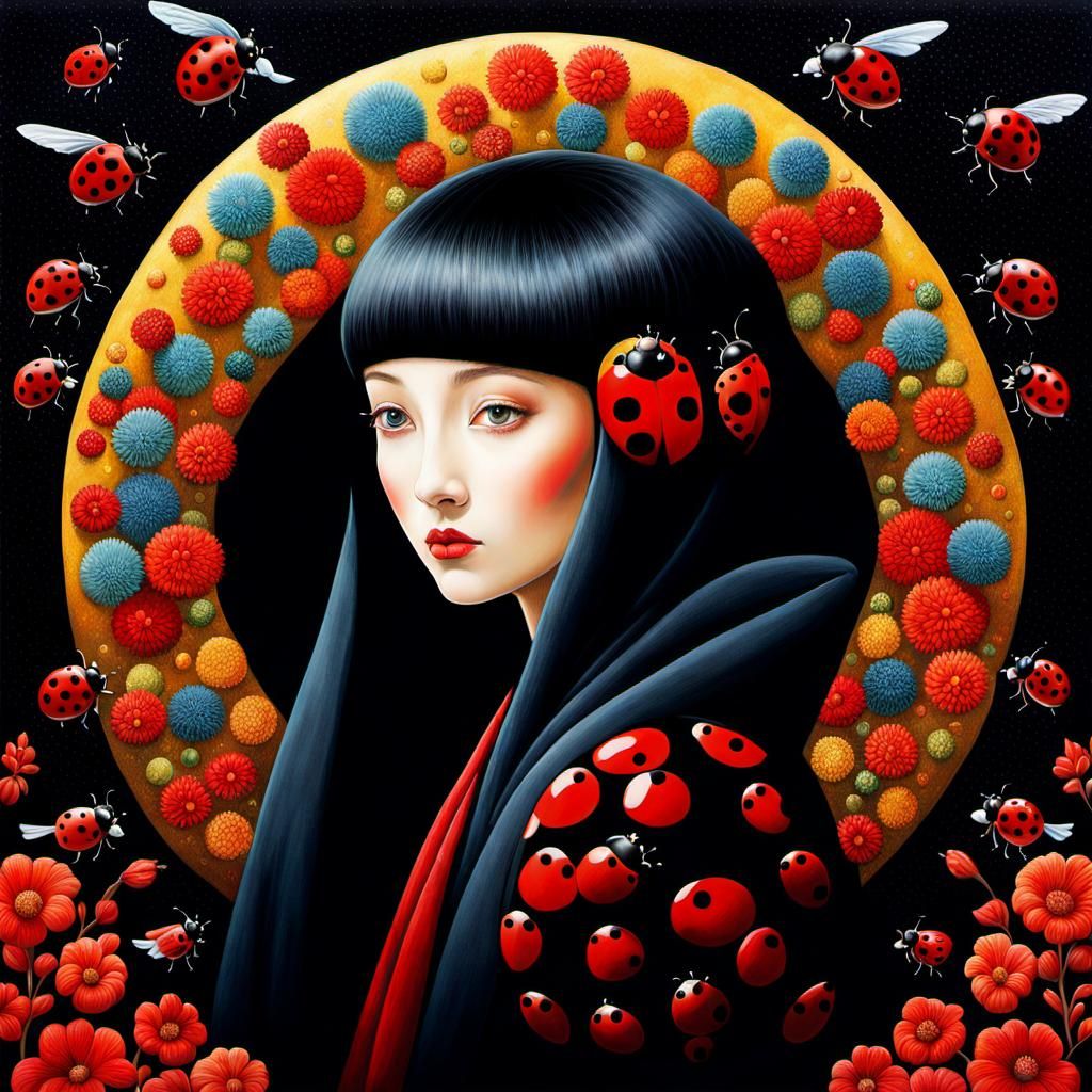 Lady Beetle in Fairytale Magic Realism Style