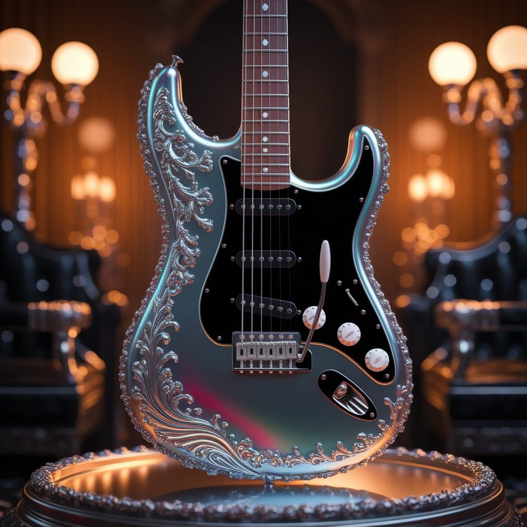 Cyborg Guitar in Iridescent Chrome