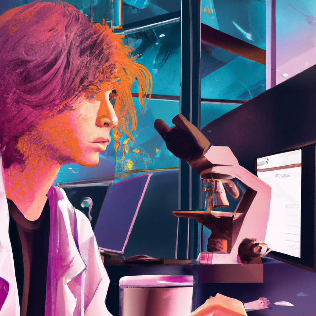 Medical Student at Microscope: Hyperrealistic Splash Art