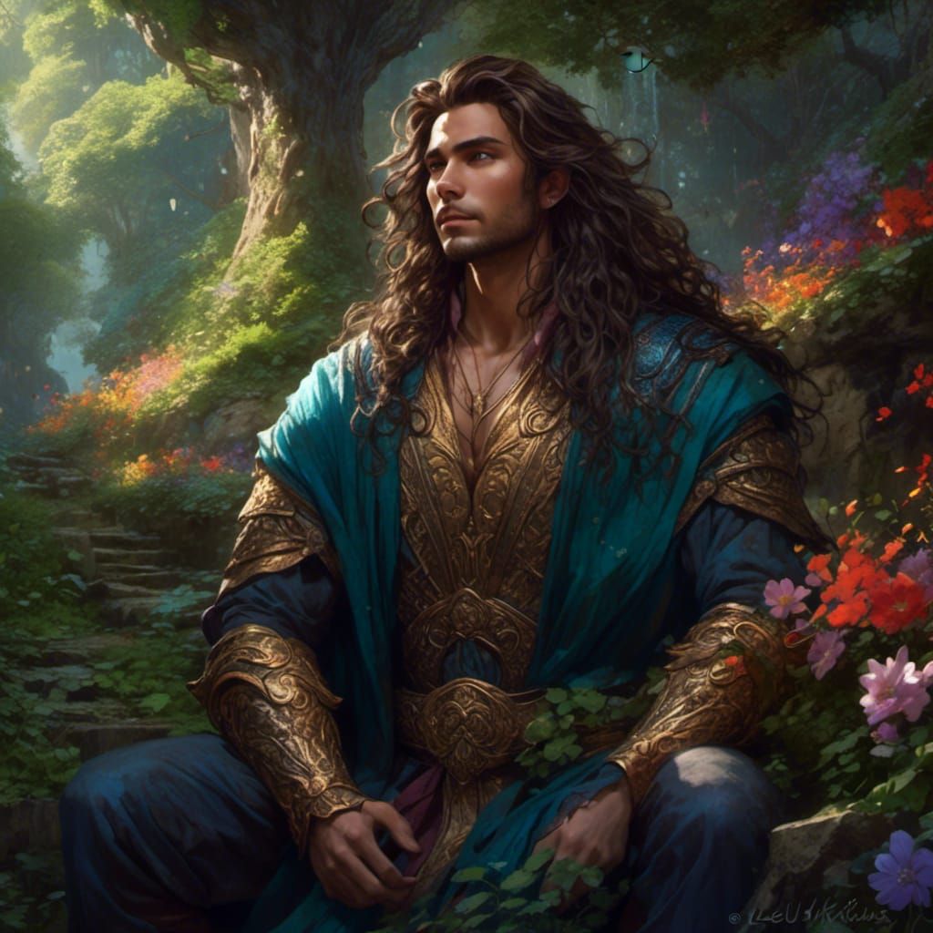 Fairy King Portrait in Floral Fantasycore Style