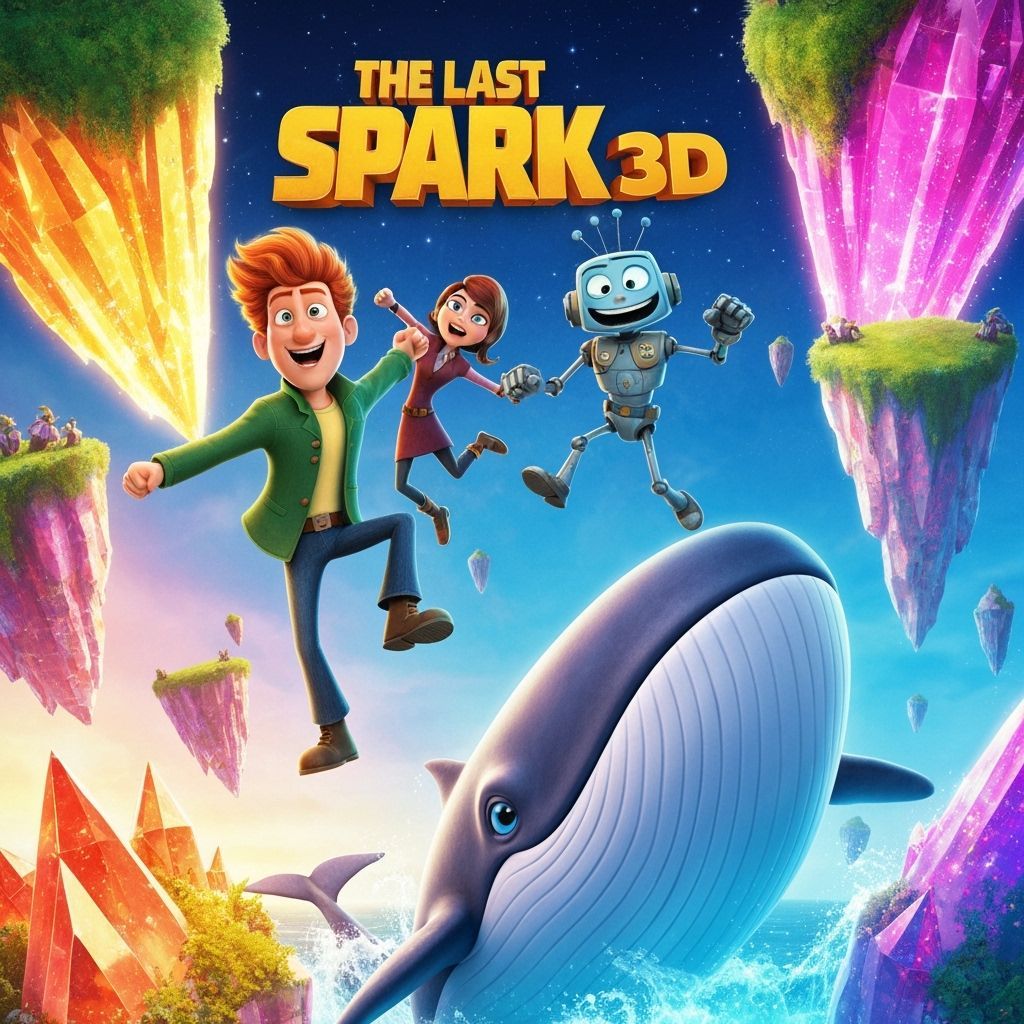 Animated Movie Poster Featuring Inventors and Robot