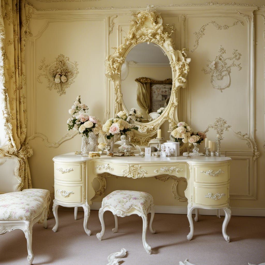 Royal Rococo Bedroom with Flowers