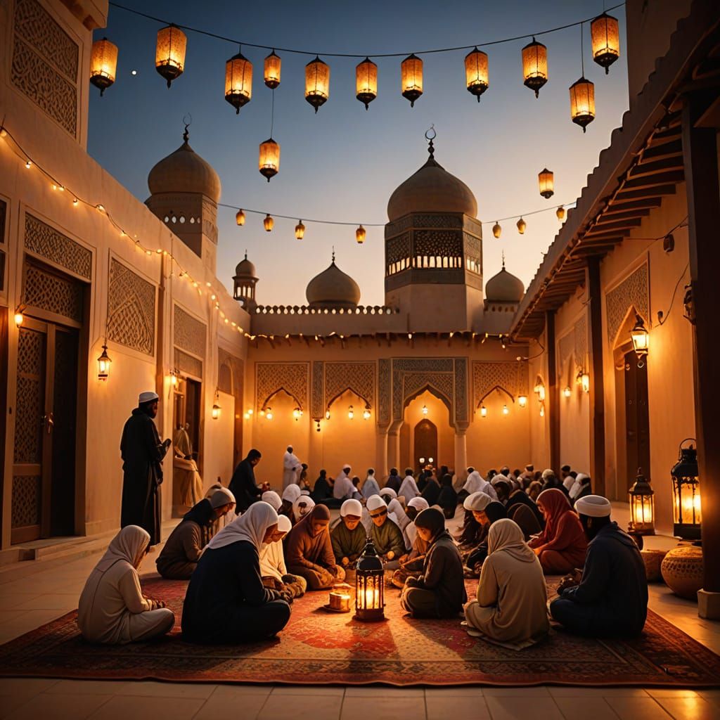 Ramadan Night of Devotion in Warm Islamic Splendor