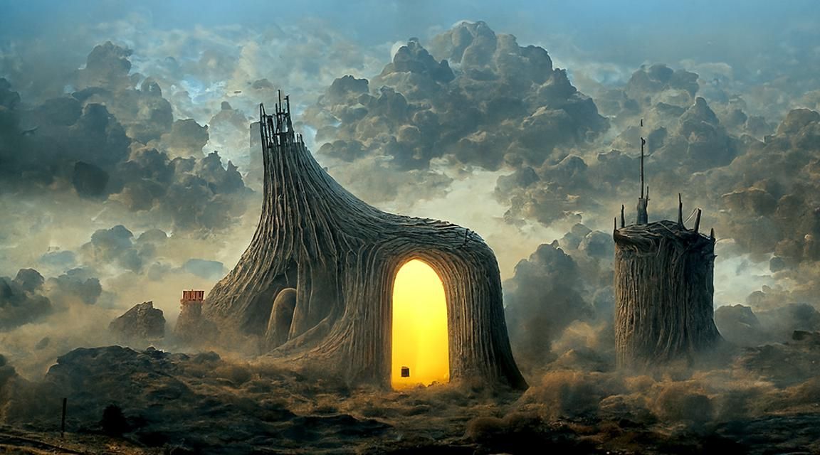 Magical Castle with Glowing Portal: Photorealistic Rendering