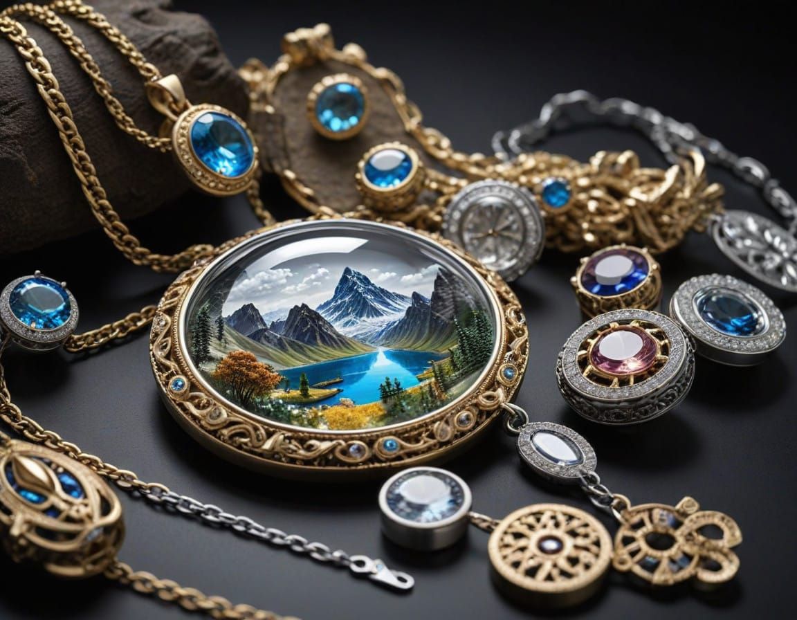 Hyperdetailed Jewelry Landscape in Intricate Detail