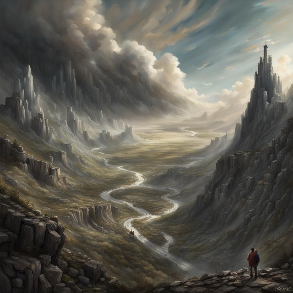 Fantastical Landscape in Deep Color, Detailed Matte Painting