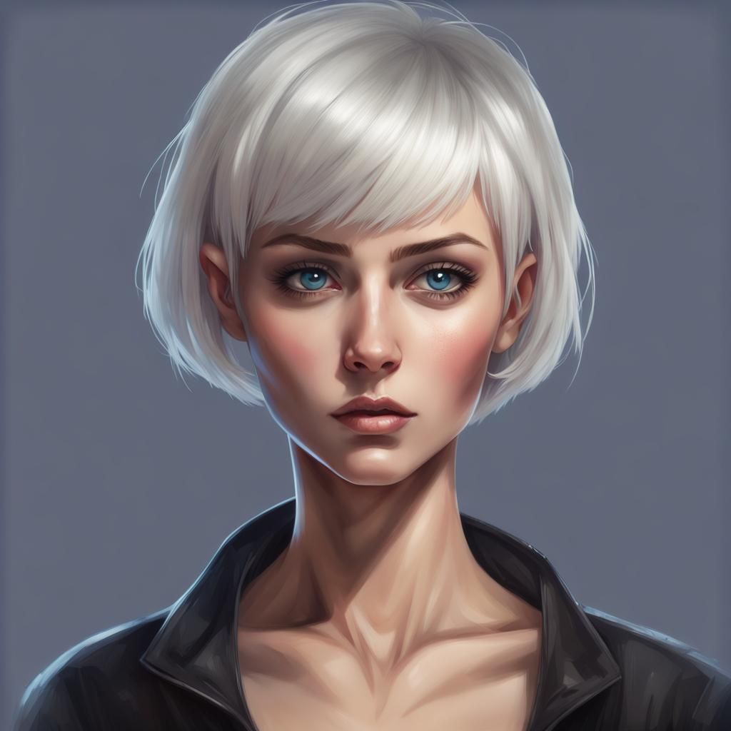 Striking Portrait of a Woman with Milk White Hair