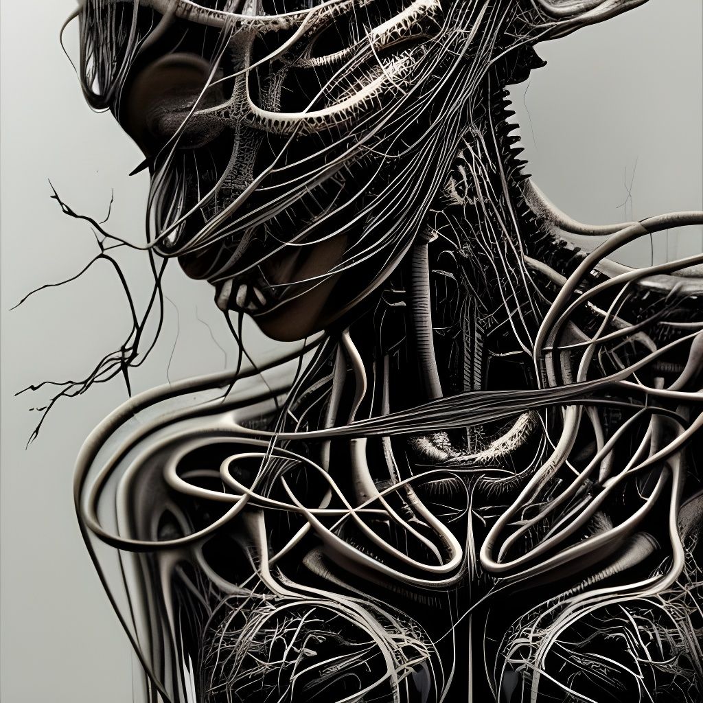Monochromatic Biomechanical Woman by HR Giger