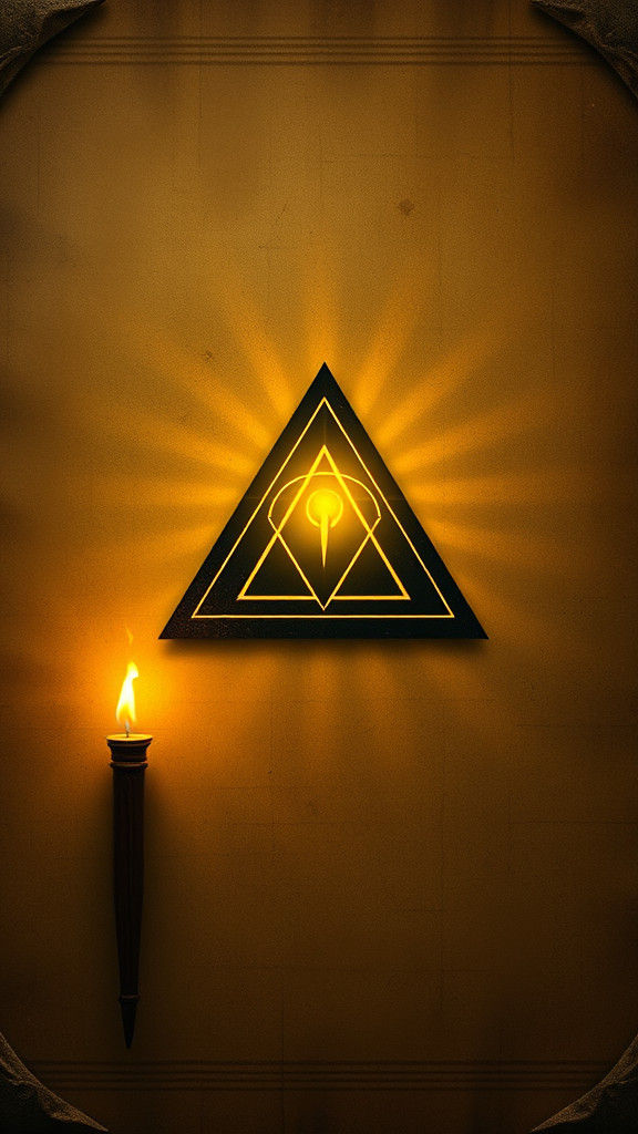 Glowing Pyramid Symbol on Ancient Parchment