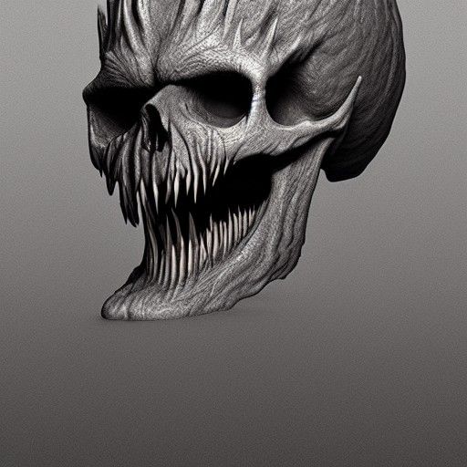 Detailed Matte Painting of Wendigo-Dragon Skull